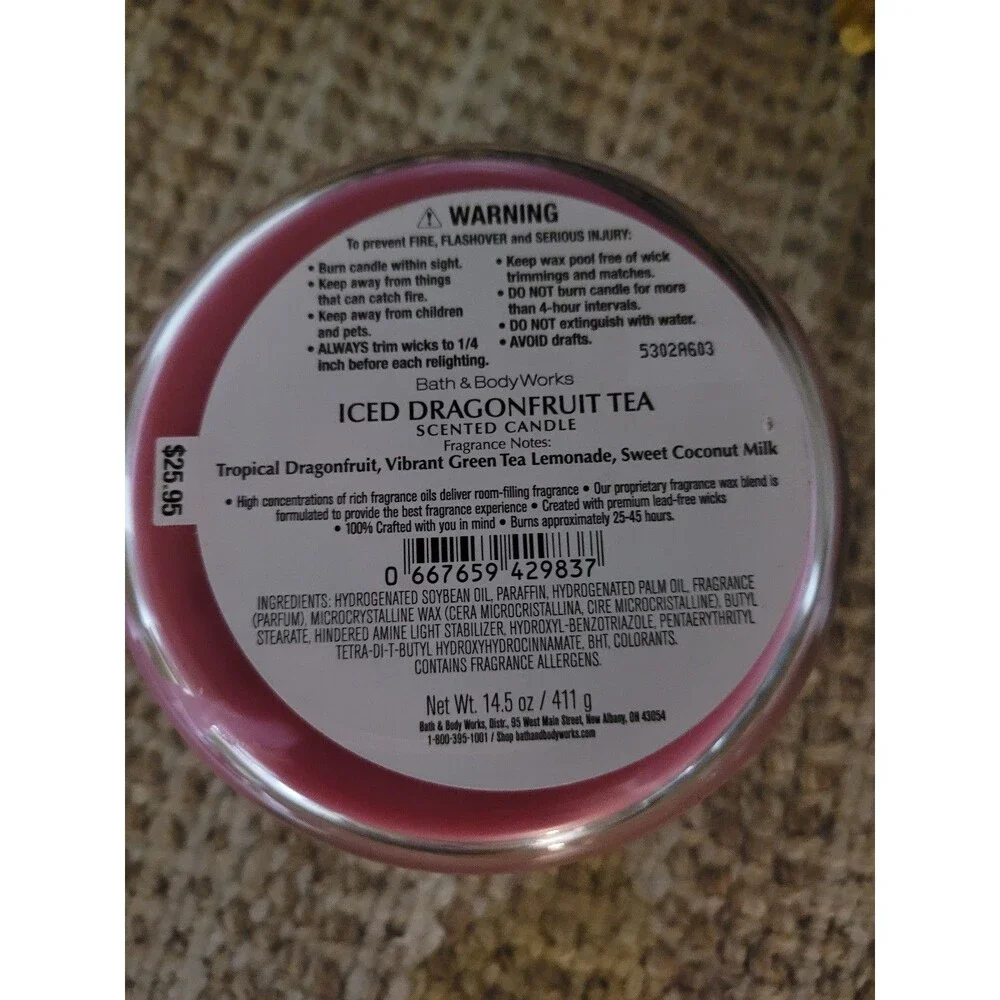 Iced Dragonfruit Tea - Bath and Body Works 3-wick Candle